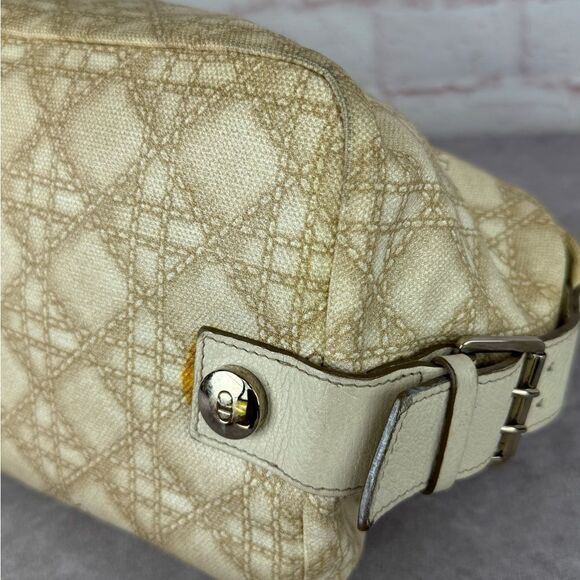 Dior Cream Cherie Cannage Printed Canvas Zip Bag - Picture 7 of 16